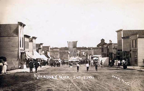 Celebration on Main Street in Ellendale Minnesota, 1911