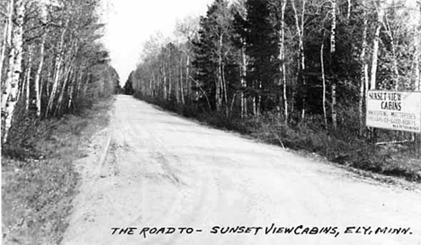 The road to Sunset View Cabins near Ely Minnesota, 1940