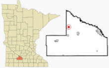 Location of Evan, Minnesota