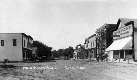 Main Street, Evan Minnesota, 1910's
