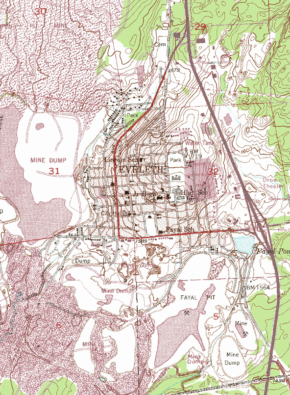 Topographic map of the eveleth Minnesota area