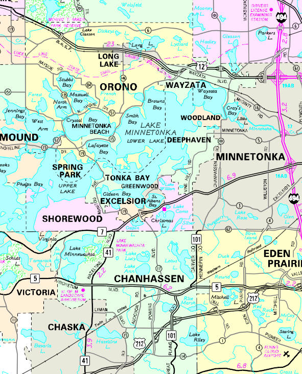 Minnesota State Highway Map of the Excelsior Minnesota area