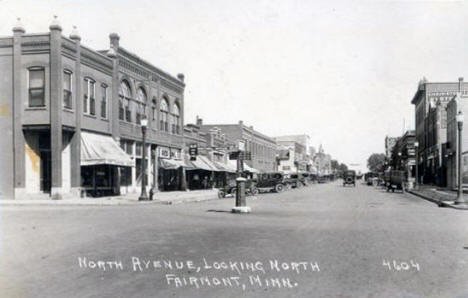 North Avenue looking north, Fairmont Minnesota, 1928