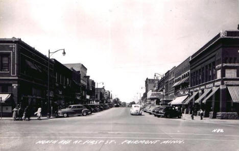 North Avenue at First Street, Fairmont Minnesota, 1940's