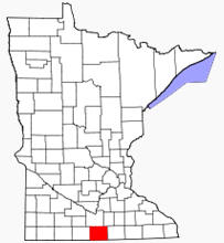 Location of Faribault County Minnesota