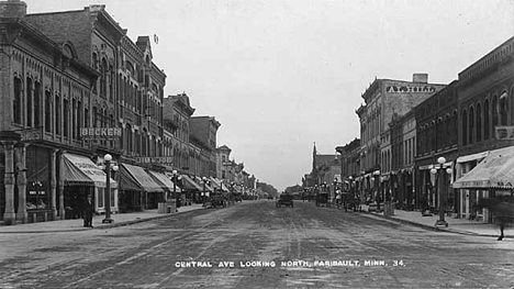 Central Avenue looking north, Faribault Minnesota, 1925