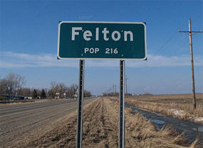 Felton Minnesota population sign