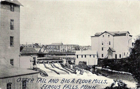 Otter Tail and Big A Flour Mills, Fergus Falls Minnesota, 1910's?