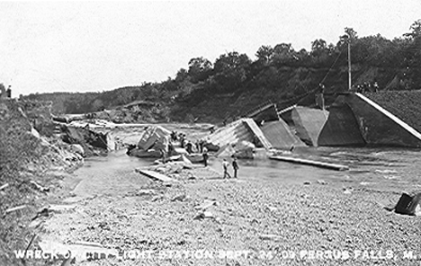 City Light Station after dam collapsed, Fergus Falls Minnesota, 1909