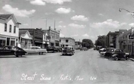 Street scene, Fertile Minnesota, 1950's