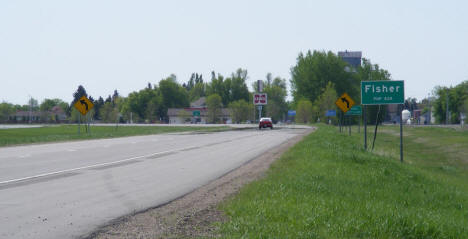 Entering Fisher Minnesota from the west on US Highway 2, 2008