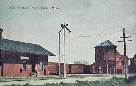 Great Northern Depot, Fisher Minnesota, 1912