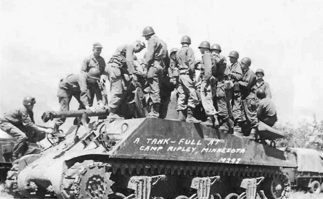 Tank with Soldiers, Camp Ripley Minnesota, 1951