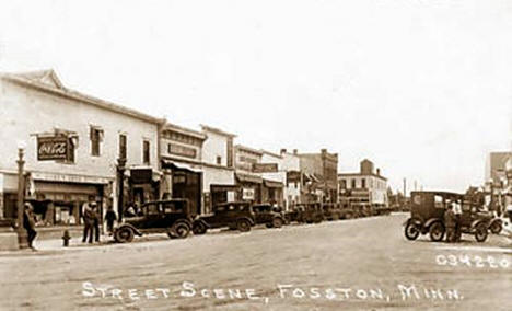 Street scene, Fosston Minnesota, 1920's