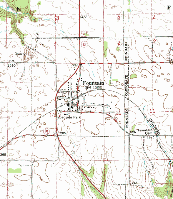 Topographic map of the Fountain Minnesota area