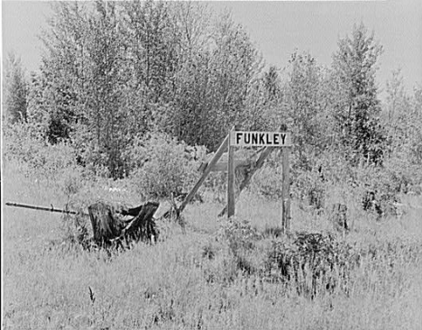 Funkley Minnesota Road Sign, 1937