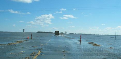 Flooding over Highway 75 near Georgetown Minnesota, April 2006