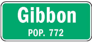 Gibbon Minnesota population sign