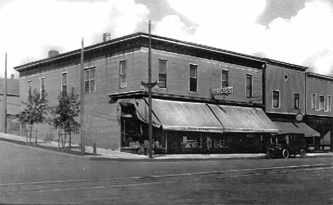 Barrett Drug Company and Peacock Parlor, Gilbert Minnesota, 1930