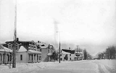 Street scene in winter, Glenville Minnesota, 1910