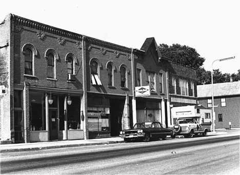 Businesses, residences, school, and post office in Good Thunder Minnesota, 1973