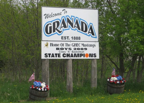 Granada Minnesota welcome sign