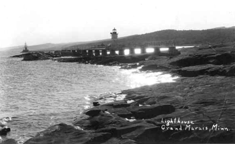 Lighthouse, Grand Marais harbor, 1940