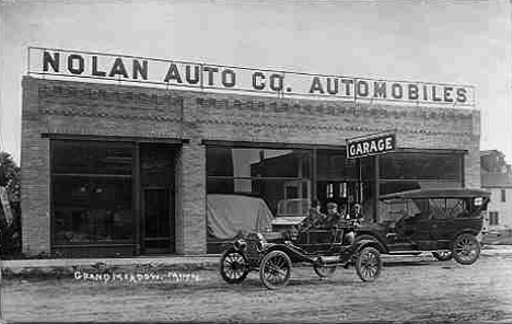 Nolan Auto Company garage in Grand Meadow Minnesota, 1911