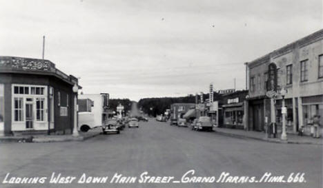 Looking west down Main Street in Grand Marais, 1950's