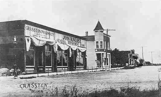 Street scene, Grasston Minnesota, 1910's