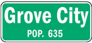 Grove City Minnesota population sign