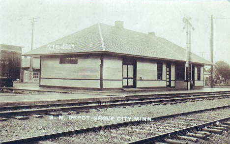 Great Northern Railroad Depot, Grove City Minnesota, 1916
