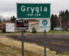 Grygla Minnesota population sign