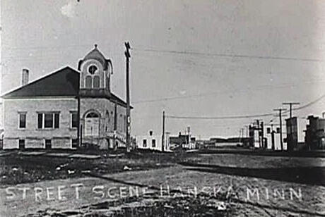 Street scene, Hanska Minnesota, 1920's