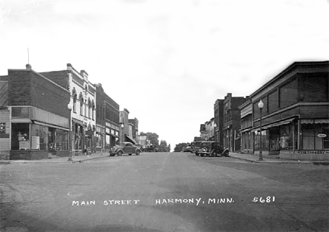 Main Street, Harmony Minnesota, 1950