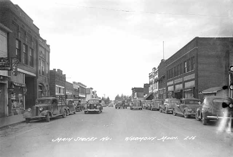 Main Street North, Harmony Minnesota, 1950
