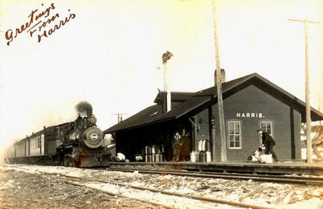 Railroad Depot, Harris Minnesota, 1910's?