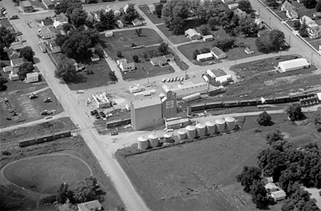 Aerial view, Elevator, Hartland Minnesota, 1974