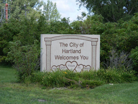 Welcome sign, Hartland Minnesota, 2010