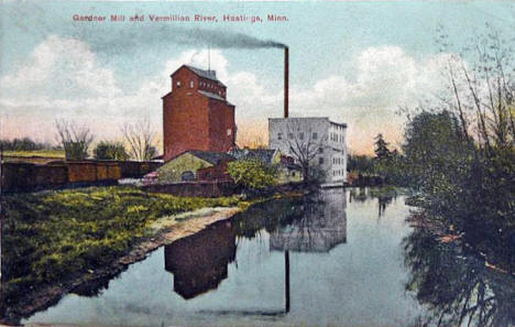 Gardner Mill and Vermillion River, Hastings Minnesota, 1909