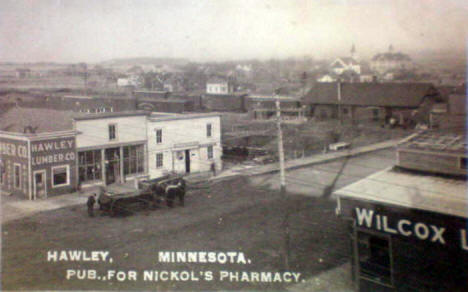 Birds eye view, Hawley Minnesota, 1910's