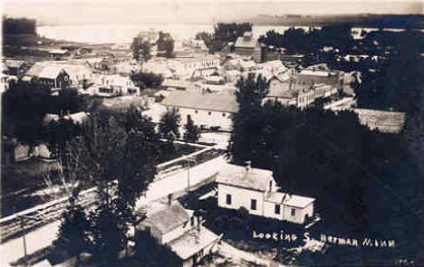 Birds eye view looking south, Herman Minnesota, 1910's