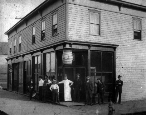 Allen Bell's and Booth's Oysters, Hibbing Minnesota, 1897