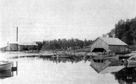 J. M. Wood Company Sawmill (left) and Hill City Boat House (right), 1908