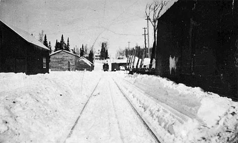 Snow scene in the Hill City Yards, Hill City Minnesota, 1916