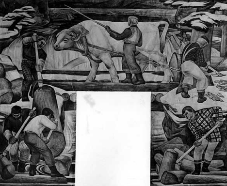 Mural by Lucia Wiley in International Falls Post Office, 1940