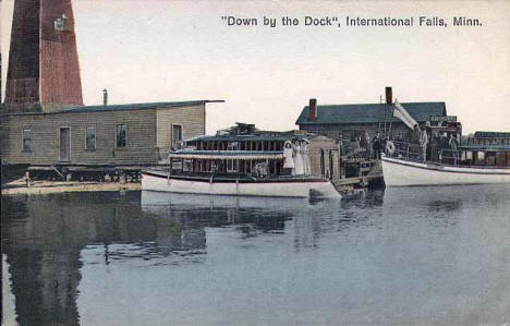Boats at dock, International Falls Minnesota, 1908