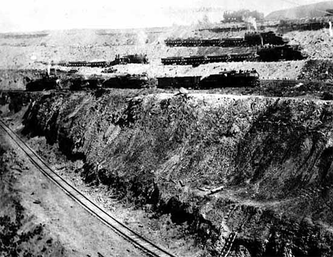 The Mahnomen open pit mine at Ironton Minnesota, 1923