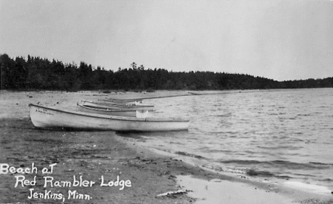 Beach at Red Rambler Lodge, Jenkins Minnesota, 1930's