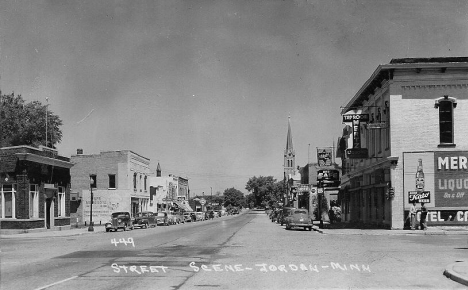 Street scene, Jordan Minnesota, 1940's